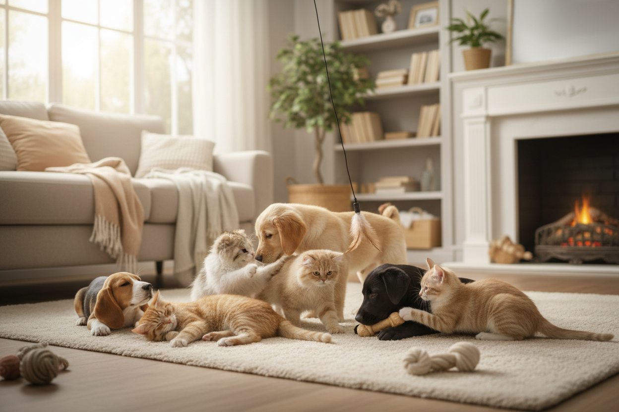 Pets image with dogs and cats